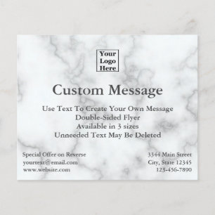Custom Your Logo Here on Elegant Faux White Marble Flyer
