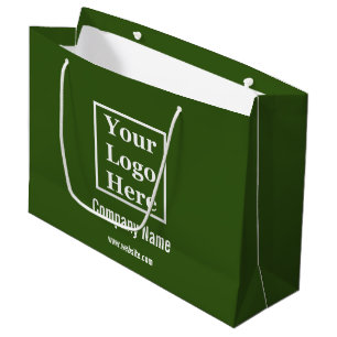 Custom Your Logo Here on Forest Green Large Gift Bag