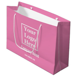 Custom Your Logo Here on Pink Large Gift Bag