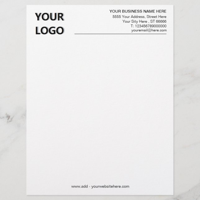 Custom Your Logo Info Classic Business Letterhead (Front)