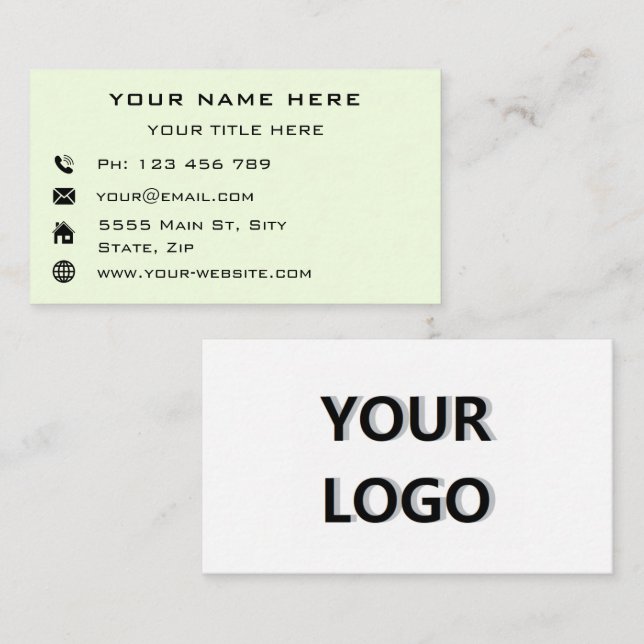 Custom Your Logo Name Contact Info Business Card (Front/Back)
