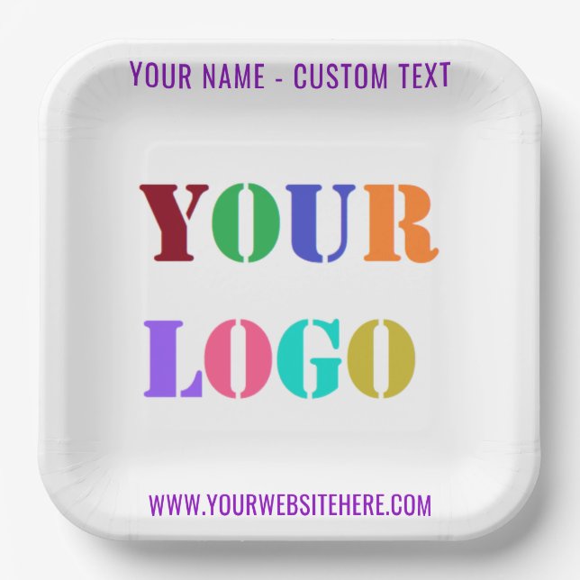 Custom Your Logo or Photo and Text Paper Plates (Front)