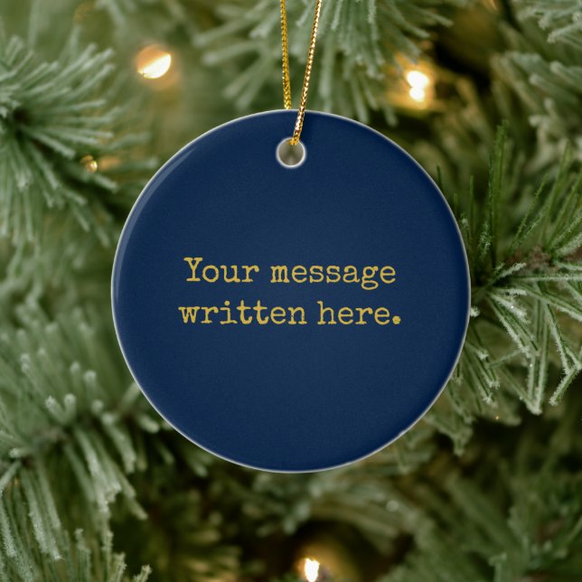 Custom Your Message Here Personalised Navy Gold Ceramic Tree Decoration (Tree)