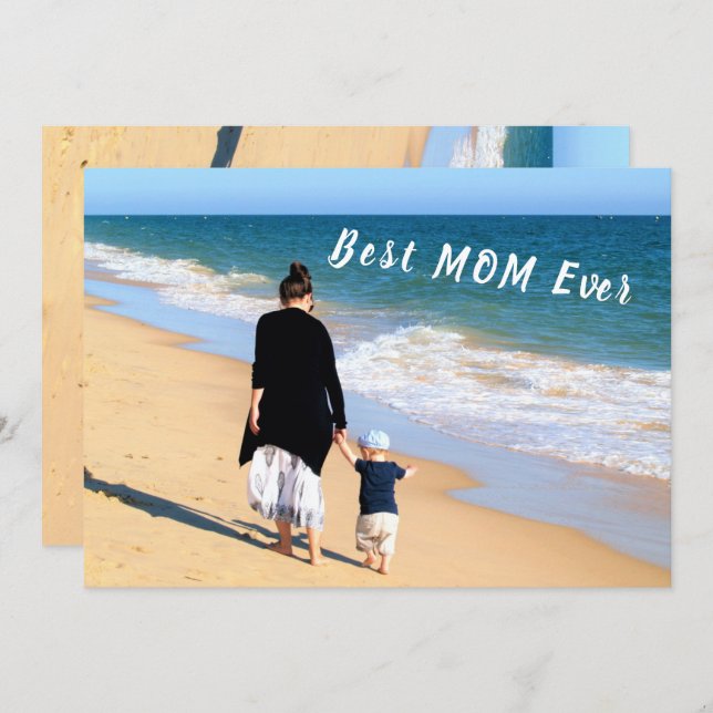 Custom Your Mom Photo Mother's Day Card with Text (Front/Back)