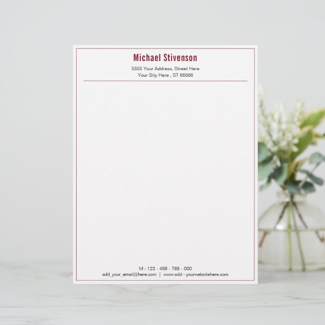 Custom Your Name Address Business Letterhead (Standing Front)