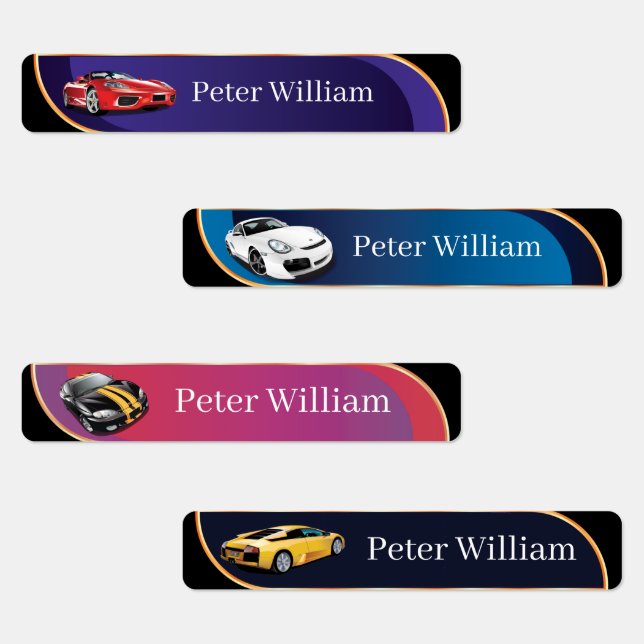 Custom Your Name Cars Elegant High School Labels (Group)