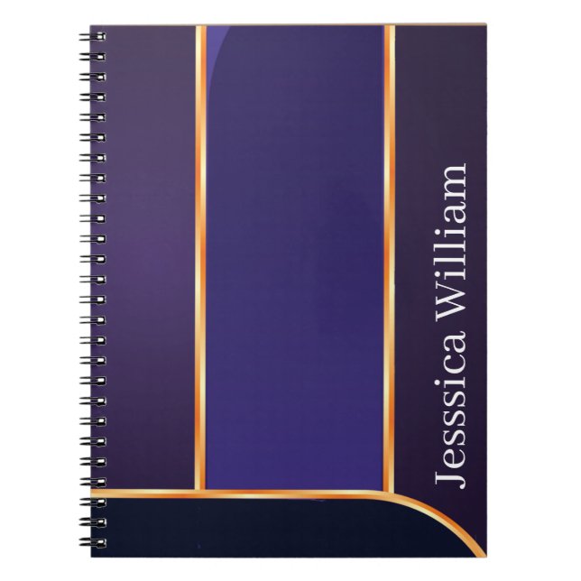 Custom Your Name Elegant Purple High School Notebo Notebook (Front)