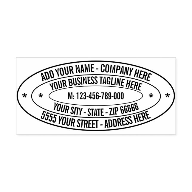 Custom Your Name Info Address Oval Rubber Stamp (Imprint)
