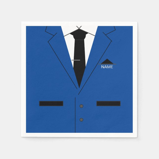 Custom Your Name Napkins Blue Suit and Necktie (Front)