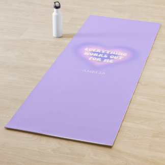 Custom Your Name Purple Aura Heart Manifestation Yoga Mat