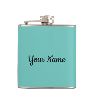 Custom Your Name Slogan Photo Artwork Green Blue Hip Flask
