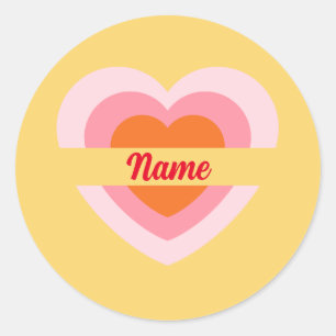 Custom Your Name Sticker Label Personalized Heart 