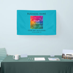 Custom Your Own Business Logo Add Text Azure Blue Banner