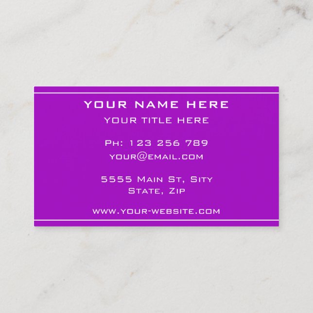 Custom Your Own Design Purple Business Card (Back)