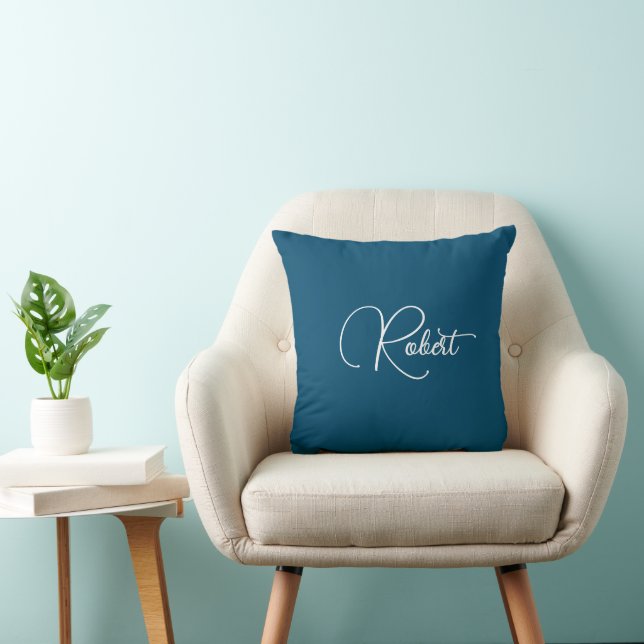 Custom Your Own Name Chic Trendy Ocean Blue Cushion (Chair)