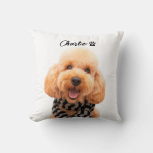 Custom Your Own Pet Portrait With Photo and name Cushion