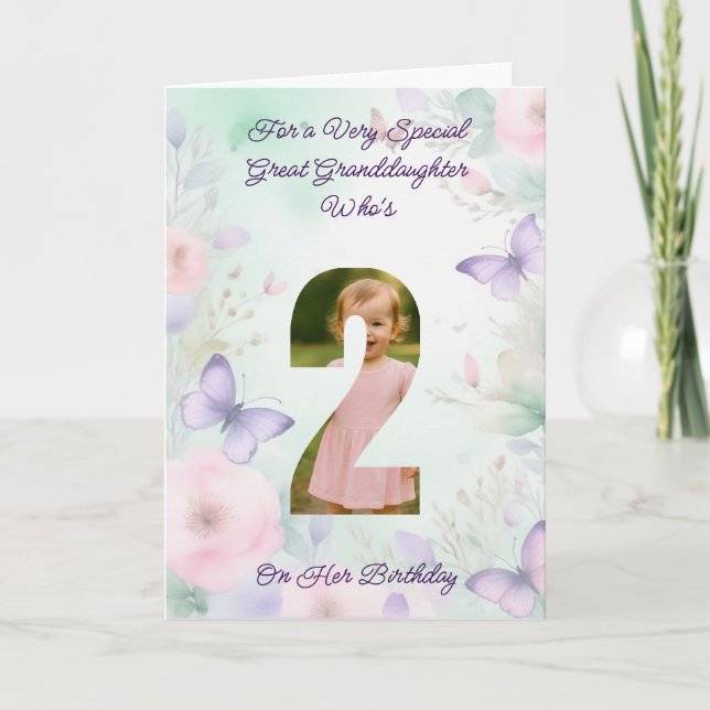 Custom Your Own Photo Girl's 2nd Birthday Card (Front)
