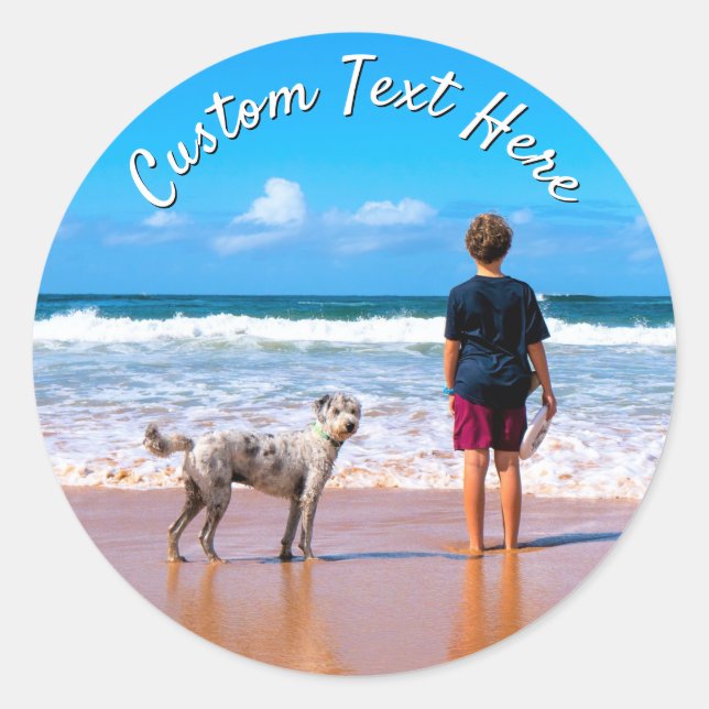 Custom Your Pet Photo Stickers Personalised Text (Front)