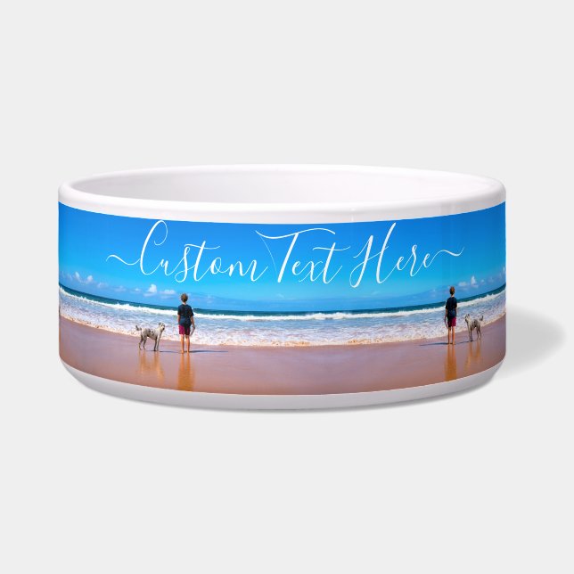 Custom Your Pets Photo Pet Bowl with Text (Front)