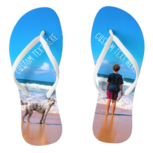 Custom Your Photo and Text Flip Flops (Footbed)