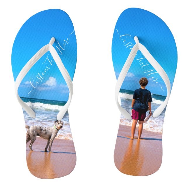 Custom Your Photo and Text Flip Flops Gift (Footbed)