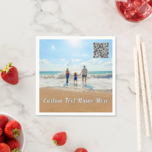 Custom Your Photo and Text Napkins with QR Code