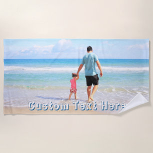 Custom Your Photo Beach Towel Personalized Text