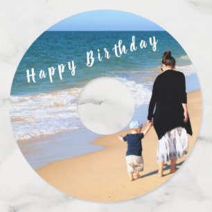 Custom Your Photo Birthday Wine Glass Tag and Text