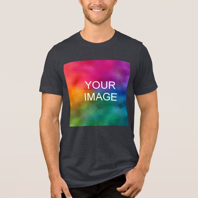 Custom Your Photo Black Heather Buy Online Mens Tri-Blend Shirt (Front)