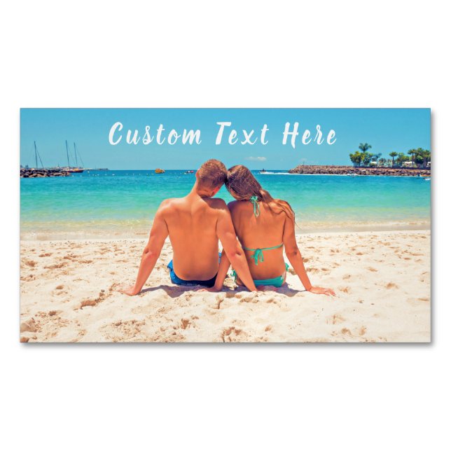 Custom Your Photo Business Card Magnet with Text (Front)