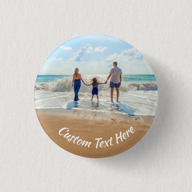 Custom Your Photo Button with Text Personalised (Front)