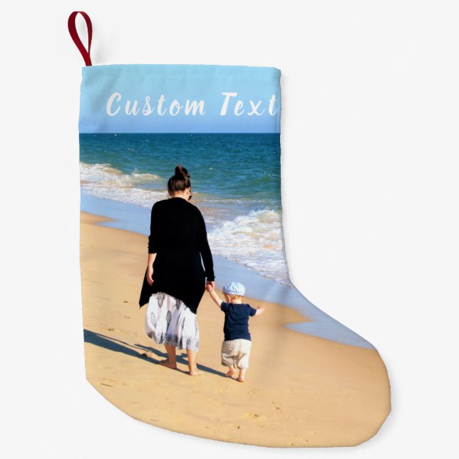 Custom Your Photo Christmas Stocking Add Text Name (Front)