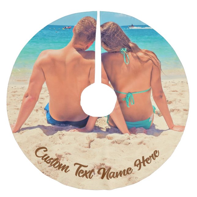 Custom Your Photo Christmas Tree Skirt with Text (Front)