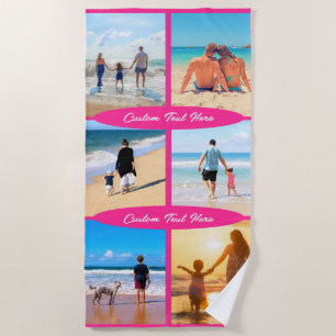 Custom Your Photo Collage and Text Beach Towel