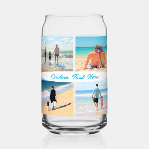 Custom Your Photo Collage and Text Personalised Can Glass