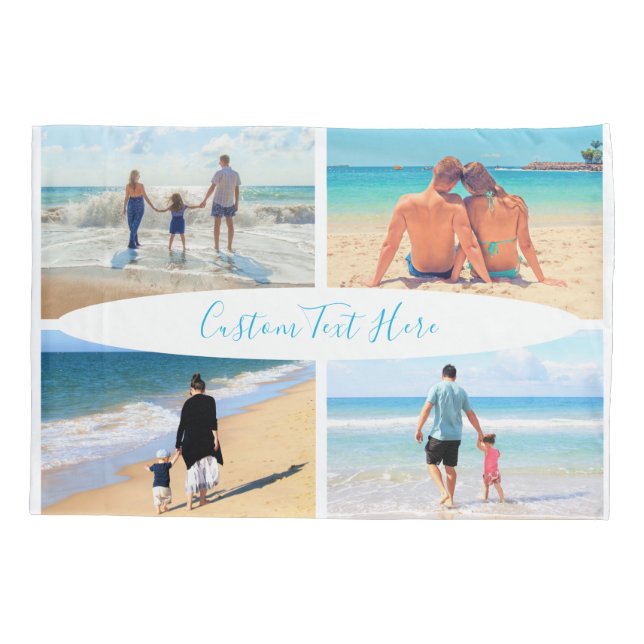 Custom Your Photo Collage and Text Pillow Case (Back)