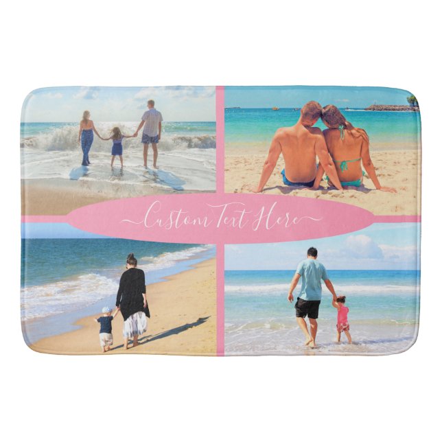Custom Your Photo Collage Bath Mat with Text (Front)