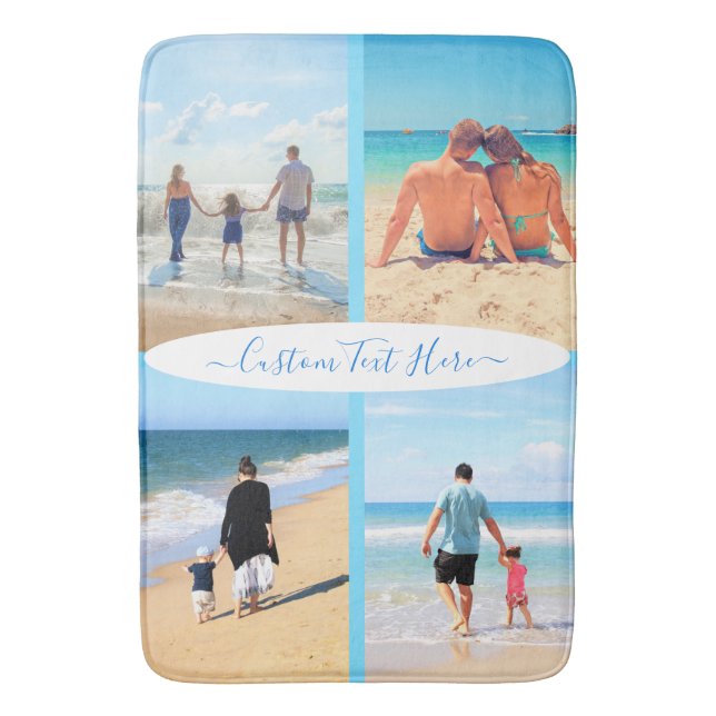 Custom Your Photo Collage Bath Mat with Text Name (Front Vertical)