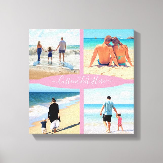 Custom Your Photo Collage Canvas Print with Text (Front)