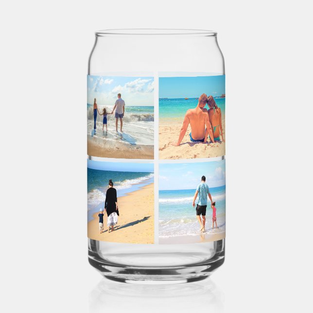 Custom Your Photo Collage Personalised Can Glass (Front)