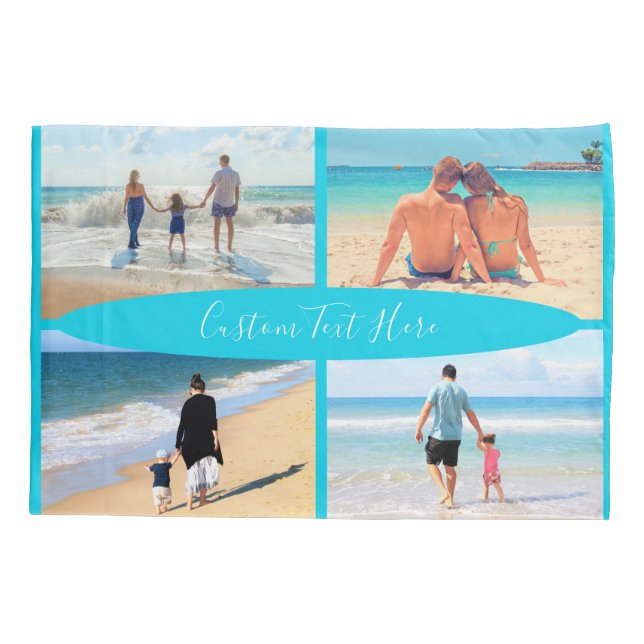 Custom Your Photo Collage Pillow Case with Text (Back)