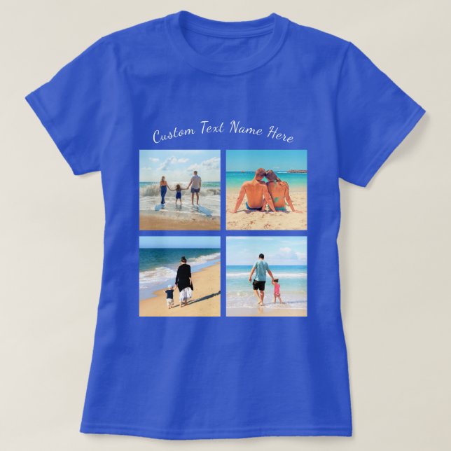 Custom Your Photo Collage T-Shirt with Text Name (Design Front)