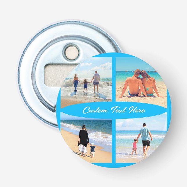 Custom Your Photo Collage Text Bottle Opener Gift (Front)