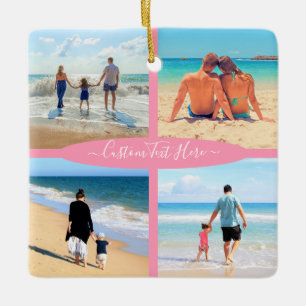 Custom Your Photo Collage Text Christmas Ornament