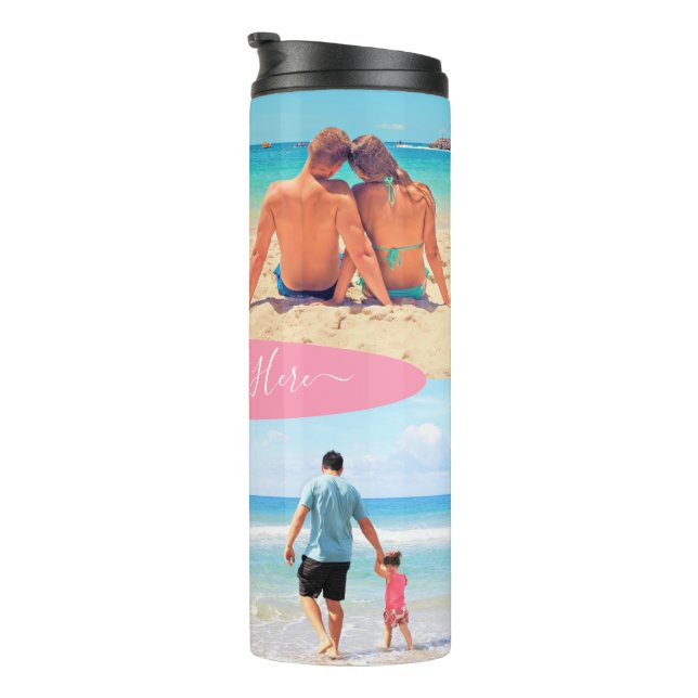 Custom Your Photo Collage Thermal Tumbler and Text (Rotated Right)
