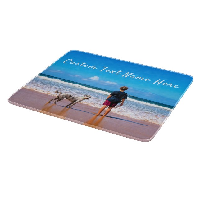 Custom Your Photo Cutting Board with Text Name (Corner)