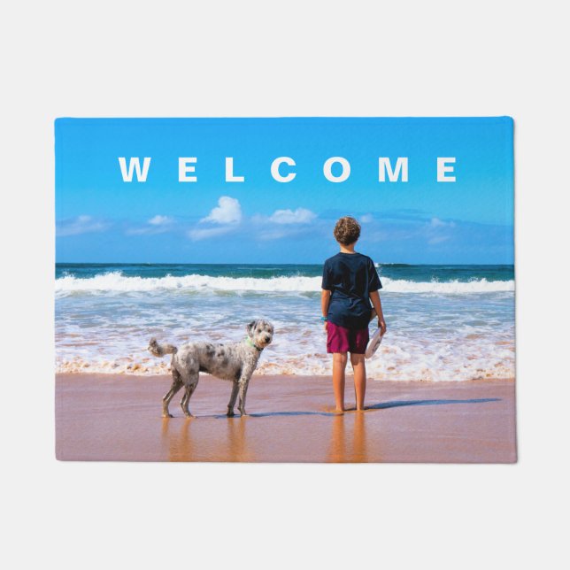 Custom Your Photo Doormat Welcome Text (Front)