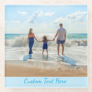 Custom Your Photo Glass Coaster with Text