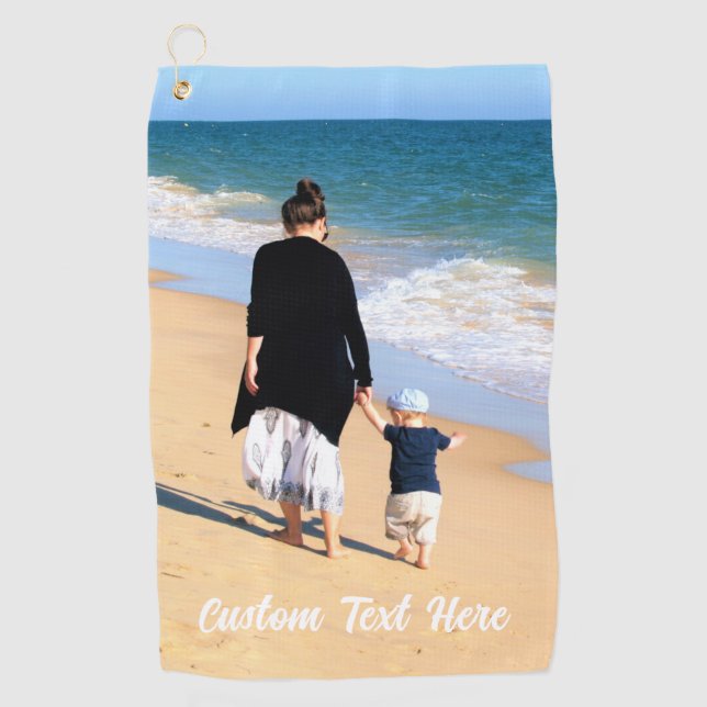 Custom Your Photo Golf Towel Gift with Text (Front)