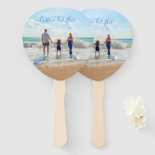 Custom Your Photo Hand Fan with Text (Front and Back)